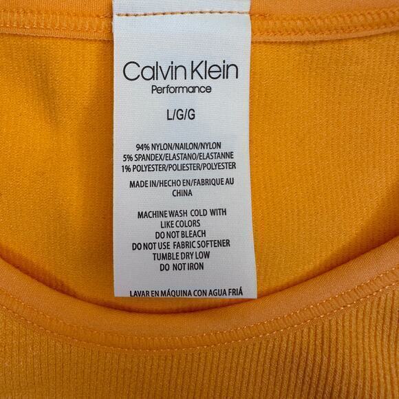 Calvin Klein Performance women’s ribbed Crop Top orange Heather, size large - Picture 5 of 5
